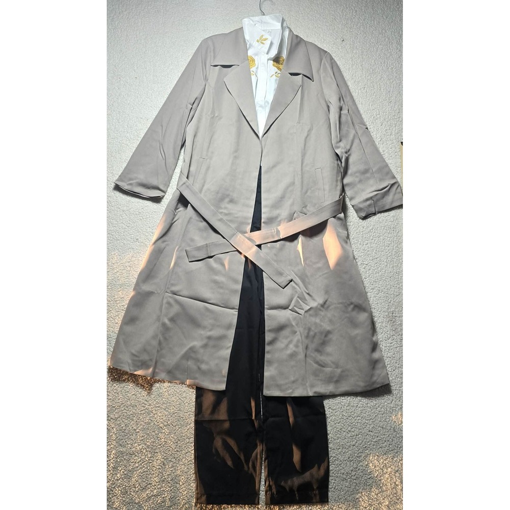 Anime Bungo Stray Dogs Osamu Dazai Costume 3pc Trench Coat Shirt Pants XXL NEW